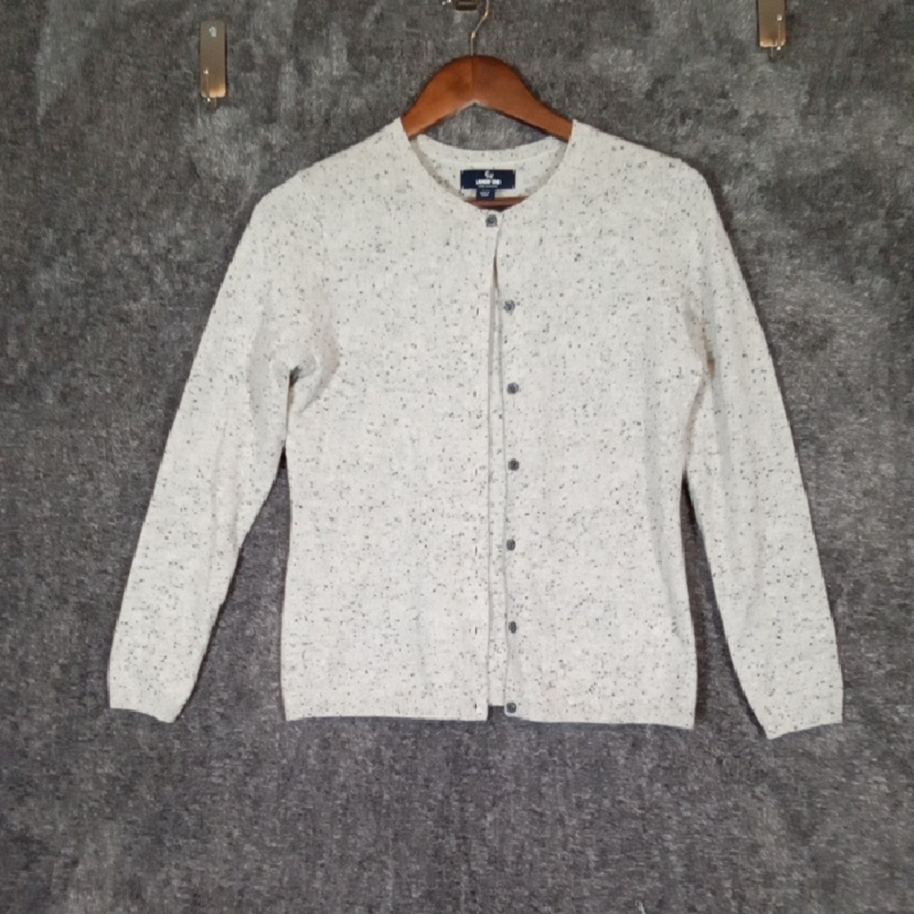 Lands' End Womens Cashmere Button Up Cardigan Sweater Speckled Sz Xs/P